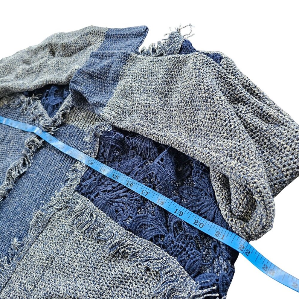Chicos Women's Cardigan Sweater Patchwork Fringed Edges size Chico's 1 - Picture 7 of 9